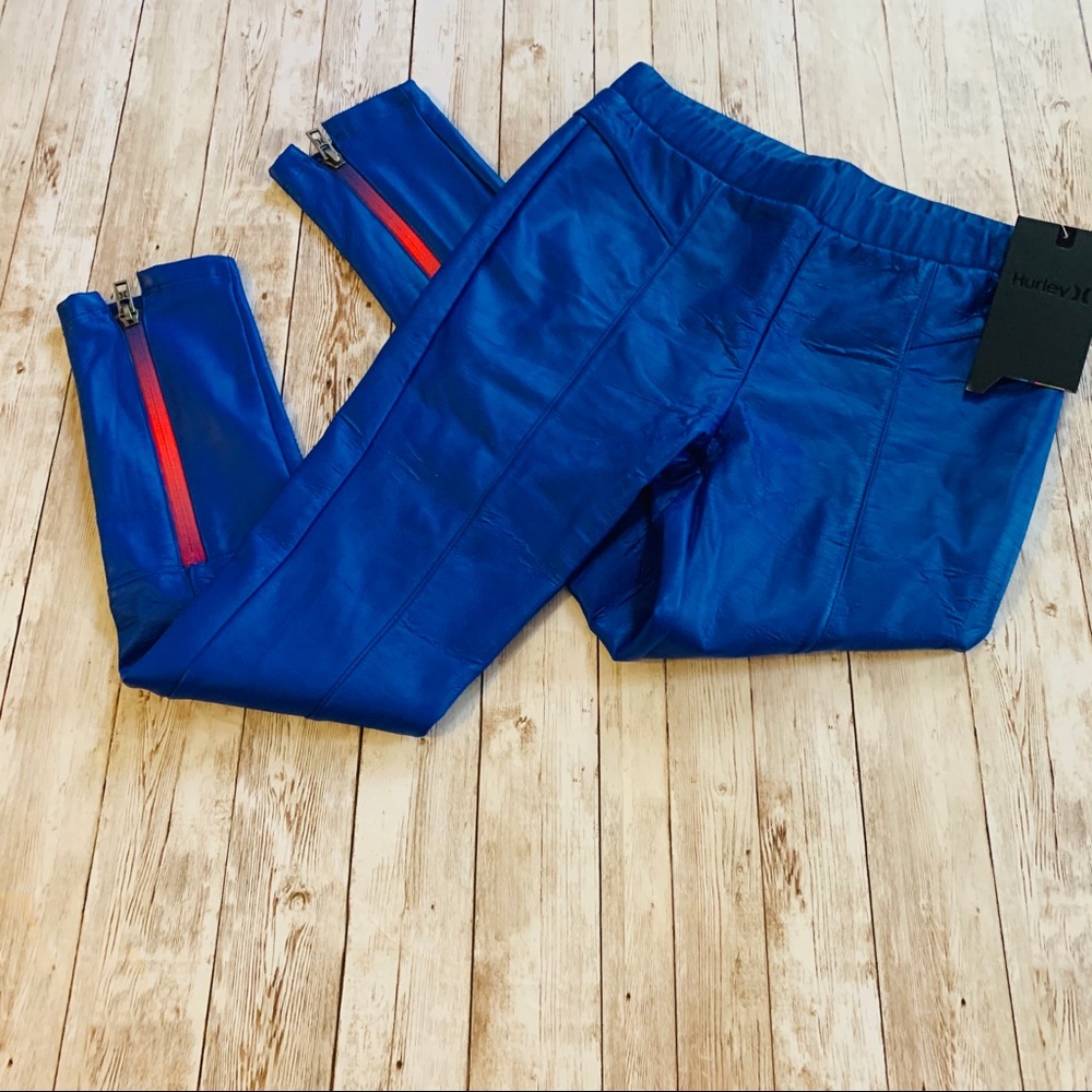 NWT girls Hurley “leather” blue pants